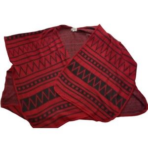 Arianna By Howard’s Women's Sz One Size OS Poncho Shawl Wrap Aztec Warm Red Top